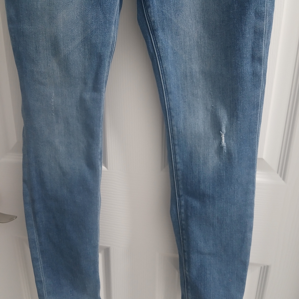 Express Denim Blue Distressed Jeggings - Picture 7 of 10